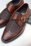 Shradha Hedau Footwear Couture_Tan Riaan Brogue Monk Strap Shoes _at_Aza_Fashions