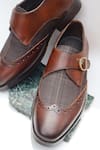 Buy_Shradha Hedau Footwear Couture_Tan Riaan Brogue Monk Strap Shoes 