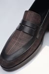 Shop_Shradha Hedau Footwear Couture_Brown Zayden Plaid Faux Leather Loafer Shoes _at_Aza_Fashions