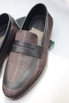 Buy_Shradha Hedau Footwear Couture_Brown Zayden Plaid Faux Leather Loafer Shoes _at_Aza_Fashions