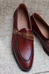 Shop_Shradha Hedau Footwear Couture_Brown Arvay Monk Strap Shoes _at_Aza_Fashions