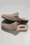 Buy_Shradha Hedau Footwear Couture_Brown Advait Raw Silk Textured Mules _at_Aza_Fashions