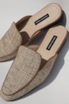 Shop_Shradha Hedau Footwear Couture_Brown Advait Raw Silk Textured Mules _at_Aza_Fashions