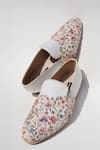 Shradha Hedau Footwear Couture_White Kiaan Floral Embroidered Moccasins _Online_at_Aza_Fashions
