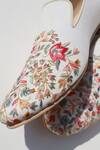 Shop_Shradha Hedau Footwear Couture_White Kiaan Floral Embroidered Moccasins _Online_at_Aza_Fashions