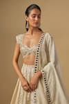 Neha Khullar_Ivory Chanderi , Mirrors, Embroidery, Zari, Sequins Lehenga Set _Online_at_Aza_Fashions