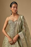Neha Khullar_Green Silk, Silk, Mirrors, Embroidery, Corset Lehenga Set _Online_at_Aza_Fashions