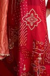 Buy_Naina Jain_Maroon Silk Embroidery, Zari V-neck Zardozi Patchwork Bandhani Kurta Set _Online_at_Aza_Fashions