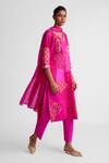 Buy_Naina Jain_Pink Silk Gota Patti V-neck Embroidered Kurta Set _Online_at_Aza_Fashions