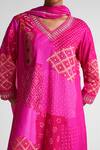 Naina Jain_Pink Silk Gota Patti V-neck Embroidered Kurta Set _at_Aza_Fashions