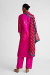 Shop_Naina Jain_Pink Silk Embroidery, Zari V-neck Zardozi Kurta Set _at_Aza_Fashions