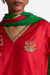 Buy_Naina Jain_Red Silk Embroidery, Zari, Sequins V-neck Zardozi Kurta Set _Online_at_Aza_Fashions