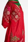 Naina Jain_Red Silk Embroidery, Zari, Sequins V-neck Zardozi Kurta Set _at_Aza_Fashions