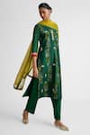 Buy_Naina Jain_Green Silk Embroidery, Zari Round Neck Zardozi Kurta Set _at_Aza_Fashions