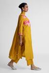 Naina Jain_Mustard Silk Mirrors, Embroidery Round Neck Printed Kurta Set With Dupatta _Online_at_Aza_Fashions