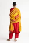 Shop_Naina Jain_Red Silk Tassels Round Neck Solid Kurta And Pant Set With Patchwork Dupatta _at_Aza_Fashions