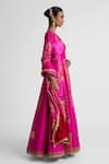 Naina Jain Pink Silk Embroidery, Zari, Patchwork, Zardozi Anarkali With Bandhani Dupatta Online at Aza Fashions Naina Jain_Pink Silk Embroidery, Zari, Patchwork, Zardozi Anarkali With Bandhani Dupatta _Online_at_Aza_Fashions