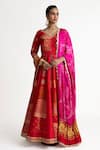 Buy_Naina Jain_Red Silk Gota Patti, Embroidery V-neck Anarkali With Dupatta _at_Aza_Fashions