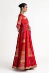 Naina Jain_Red Silk Gota Patti, Embroidery V-neck Anarkali With Dupatta _Online_at_Aza_Fashions