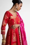 Buy_Naina Jain_Red Silk Gota Patti, Embroidery V-neck Anarkali With Dupatta _Online_at_Aza_Fashions