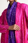 Buy_Naina Jain_Pink Silk Collared Bandhani Print Longline Jacket _Online_at_Aza_Fashions