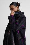 Buy_Naina Jain_Black Silk Embroidery Collared Printed Longline Jacket _Online_at_Aza_Fashions