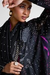 Shop_Naina Jain_Black Silk Embroidery Collared Printed Longline Jacket _Online_at_Aza_Fashions