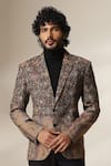 Buy_Dusala_Multi Color Pashmina Paisley And Geometric Pattern Blazer _at_Aza_Fashions