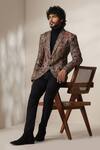 Dusala_Multi Color Pashmina Paisley Pattern Double Breasted Blazer _Online_at_Aza_Fashions