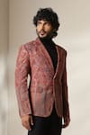 Buy Dusala Multi Color Pashmina Paisley Motif Double Breasted Blazer Buy_Dusala_Multi Color Pashmina Paisley Motif Double Breasted Blazer