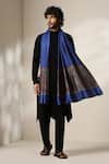 Buy_Dusala_Blue Paisley Zari Border Wool Cashmere Shawl _at_Aza_Fashions
