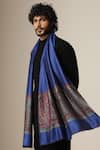 Dusala_Blue Paisley Zari Border Wool Cashmere Shawl _Online_at_Aza_Fashions