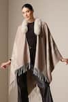 Buy Dusala Beige Open Neck Geometric Pattern Cape Buy_Dusala_Beige Open Neck Geometric Pattern Cape
