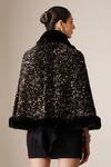Shop_Dusala_Black Open Neck Sequin Hand Embellished Cape _at_Aza_Fashions