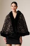 Buy_Dusala_Black Open Neck Sequin Hand Embellished Cape _at_Aza_Fashions
