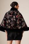 Shop_Dusala_Black Open Neck Floral Sequin Embellished Cape _at_Aza_Fashions