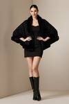 Buy Dusala Black Open Neck Embossed Velvet Cape at Aza Fashions Buy_Dusala_Black Open Neck Embossed Velvet Cape _at_Aza_Fashions