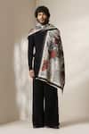 Dusala_Black Botanical Print Stole _Online_at_Aza_Fashions