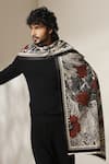 Buy_Dusala_Black Botanical Print Stole _at_Aza_Fashions