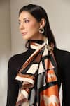 Dusala Multi Color Horse Block Print Stole Online at Aza Fashions Dusala_Multi Color Horse Block Print Stole _Online_at_Aza_Fashions