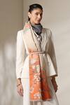 Dusala_Orange Floral Print Stole _at_Aza_Fashions