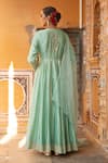 Shop_Amoree by Shikha Chaudhry_Turquoise Silk, Silk, Sequins, Embroidery, Gota Anarkali Set _at_Aza_Fashions