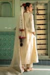Shop_Amoree by Shikha Chaudhry_Off White Chanderi Silk Embroidery, Metallic Thread, Beads Split Kurta Set _at_Aza_Fashions