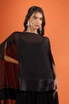 Tarun Tahiliani_Black Boat Neck Sheer Cape Set _Online_at_Aza_Fashions