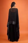 Shop_Tarun Tahiliani_Black Boat Neck Sheer Cape Set _at_Aza_Fashions
