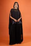 Buy_Tarun Tahiliani_Black Boat Neck Sheer Cape Set _at_Aza_Fashions