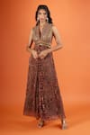 Buy_Tarun Tahiliani_Multi Color Beads, Sequins V-neck Embroidered Jumpsuit _at_Aza_Fashions