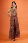 Tarun Tahiliani_Multi Color Beads, Sequins V-neck Embroidered Jumpsuit _Online_at_Aza_Fashions