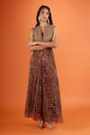 Buy_Tarun Tahiliani_Multi Color Beads, Sequins V-neck Embroidered Jumpsuit _Online_at_Aza_Fashions