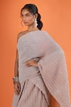 Tarun Tahiliani_Rose Gold Pleated Pre-draped Concept Saree _Online_at_Aza_Fashions